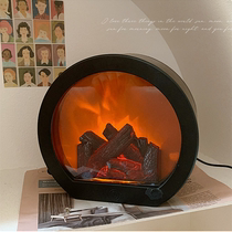 Simulation Ins Wind Atmosphere Fireplace Light Indoor Bedroom Outdoor Night Light USB Charging Style Retro Wind Gale Light