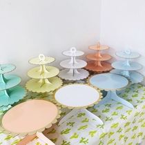 生日甜品台蛋糕台架子纸质宝宝周岁宴会布置装饰点心摆台纸盘纸杯
