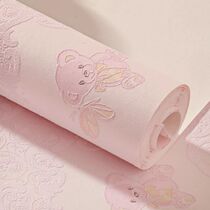 Wallpaper self-adhesive bedroom warm girl dormitory decoration pink children's room cartoon stereo non-woven home wallpaper