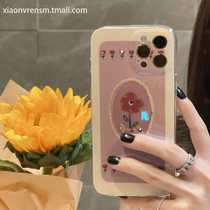 Suitable for retro old flower rabbit iphone12promax Apple 11 mobile phone case iphone13 new xr creative female xsmax soft 8plus personality prevention