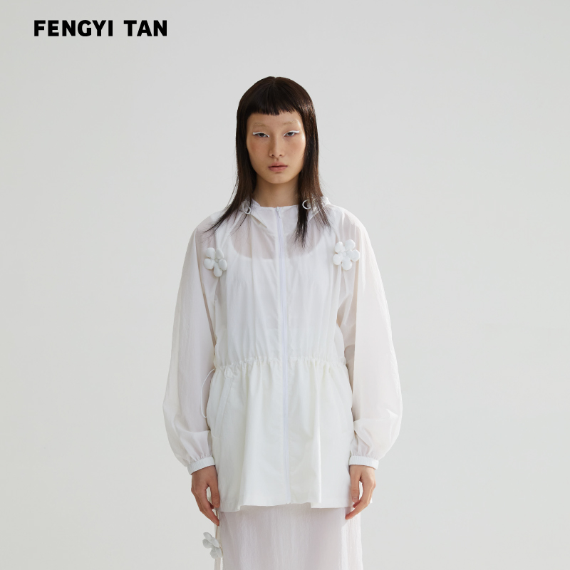 FENGYI TANx LABELHOOD设计师款花朵抽褶长外套