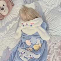 Pajamas female Yugui dog autumn and winter coral velvet soft hooded cute girl ins cartoon long nightgown outer wear