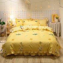 South Tongjia Textile Co. Ltd. manufacturer direct sale Korean version lace with four sets of bed skirt Princess wind