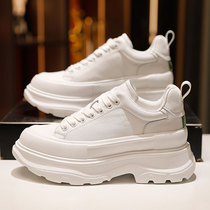 MIDIZE thick bottom white shoes leather shoes womens 2022 new heightened casual shoes all-match sports dad shoes
