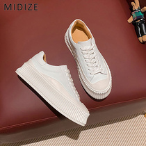 MIDIZE small white shoes leather shoes womens 2022 new ins tide all-match niche increase casual shoes
