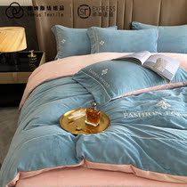 Category A Baby Suede Four Pieces Of Milk Suede Winter Coral Suede Double Flannel Velvet Flannel Bed Linen Bed
