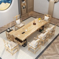 New Chinese Solid Wood Tea Table and Chair Combined Log Wood Tea Table Zen Kung Fu Building Tea Table CL Set