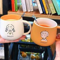 Creative milk card with Tong ceramic Mark drink cup breakfast cow and female cup lovely water cup student couple cup