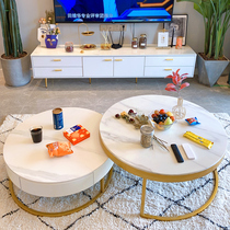 Nordic Ins Wind Size Round Rock Board Tea Table Minima Modern Living Room Light Lavish Rockboard Storage Tea Table Combo Clothing