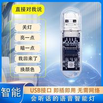 Artificial intelligence voice light without networking USB port colorful led light creative mini voice control night light