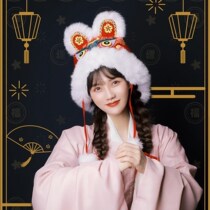 Tiger head hat adult real rabbit fur hat female winter net red tiger hat adult child tiger year adult Chinese New Year New Year hat