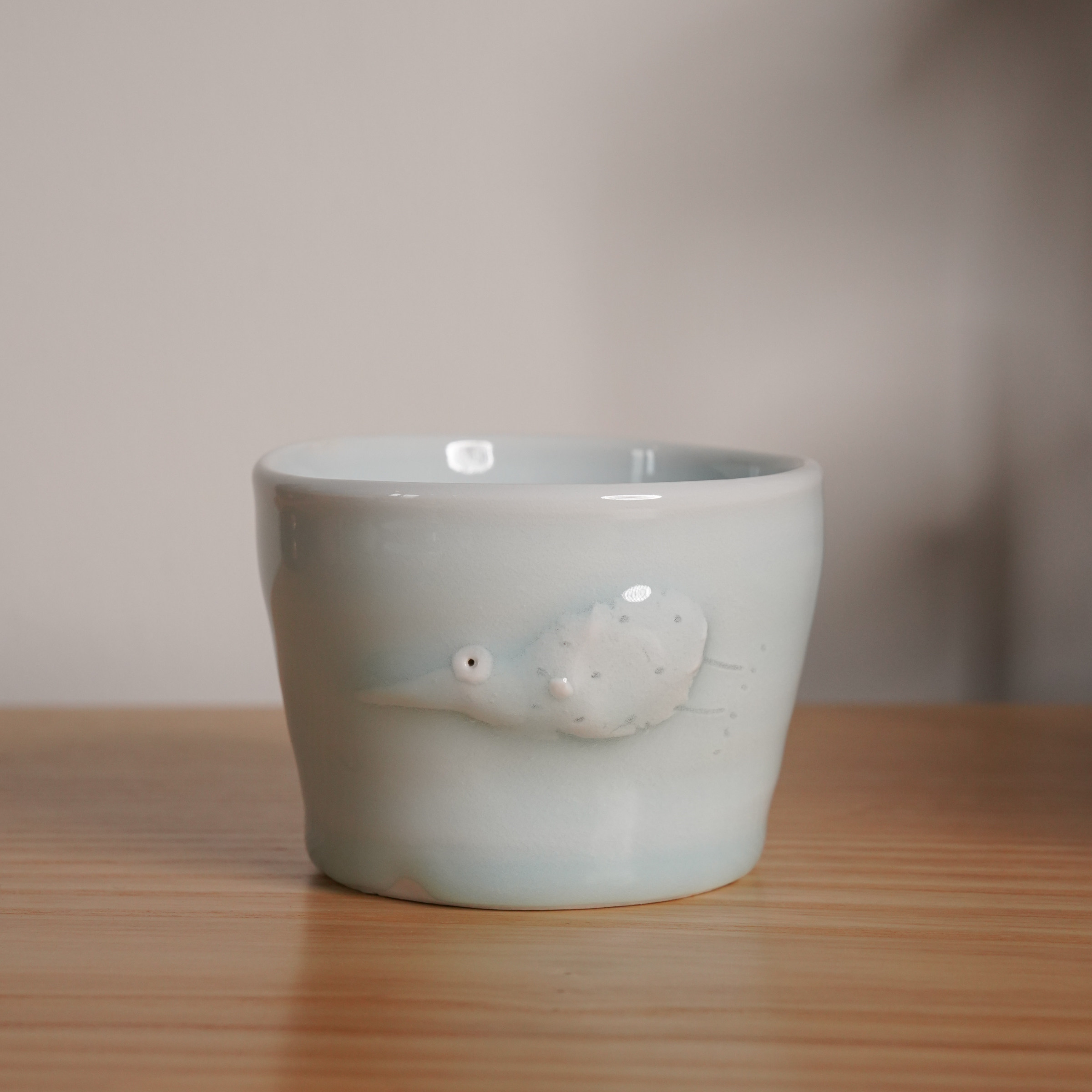 吉川千香子青瓷小鸟杯手冲咖啡杯手作陶瓷器皿日本作家器具