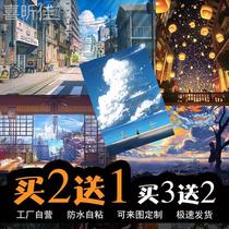 Animation landscape poster Wei-Mei secondary wall sticker student dorm bedroom wallpaper super large wall sticker decoration