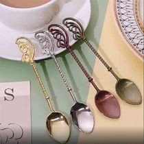 Flower Carving Pattern Retro Small Spoon Elegant Coffee