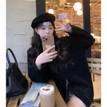 (North Coast) Collar Loose Knit Jacket Temperament Plus TRENDY