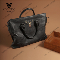 Business Briefcase Baotou Layer Cow Leather Mens Bag Official Package 14 Inch Large Capacity Computer Hand Single Shoulder Bag