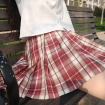 (Strawberry cheese) a ruler jk painting hand original plaid pleated skirt western skirt