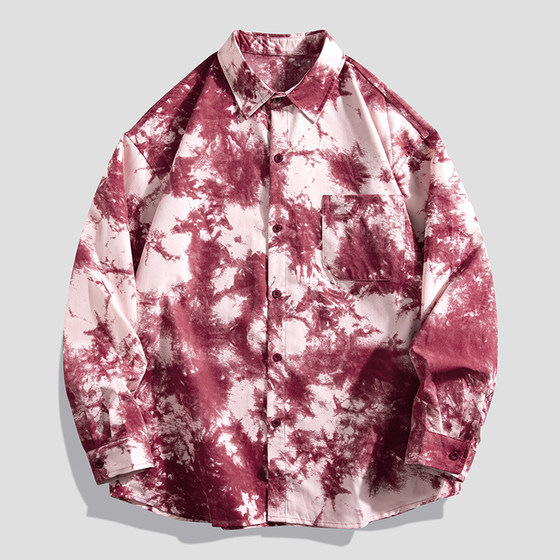 Shirts for men's handsome floral shirts for spring new Korean style Hong Kong style loose lapel long sleeve shirt couple jacket Shirts for men's handsome floral shirts for spring new Korean style Hong Kong style loose lapel long sleeve shirt couple jacket