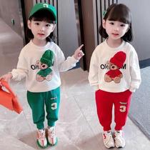 Trendy Baby Girls Autumn Suit 2022 New Girls Cotton Two Piece Set Fashionable Children's Sweatshirt Long Pants Autumn