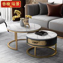 Nordic Light Extravagant Round Rock Plate Tea Table TV Cabinet Composition Marble Minima Modern Living Room Home small family Type Table
