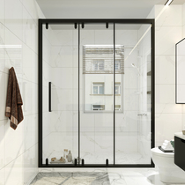 Triple linkage shower room tempered glass sliding door partition one-type shifting door dry and wet separation washroom toilet
