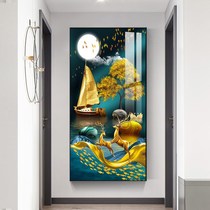 Genguan Decoration Painting Living Room Decoration Painting Modern Vertical Wall Painting Fresco Crystal Porcelain Inlaid Drilling Light Extravagant and Fancy Fancy Hanging Paintings