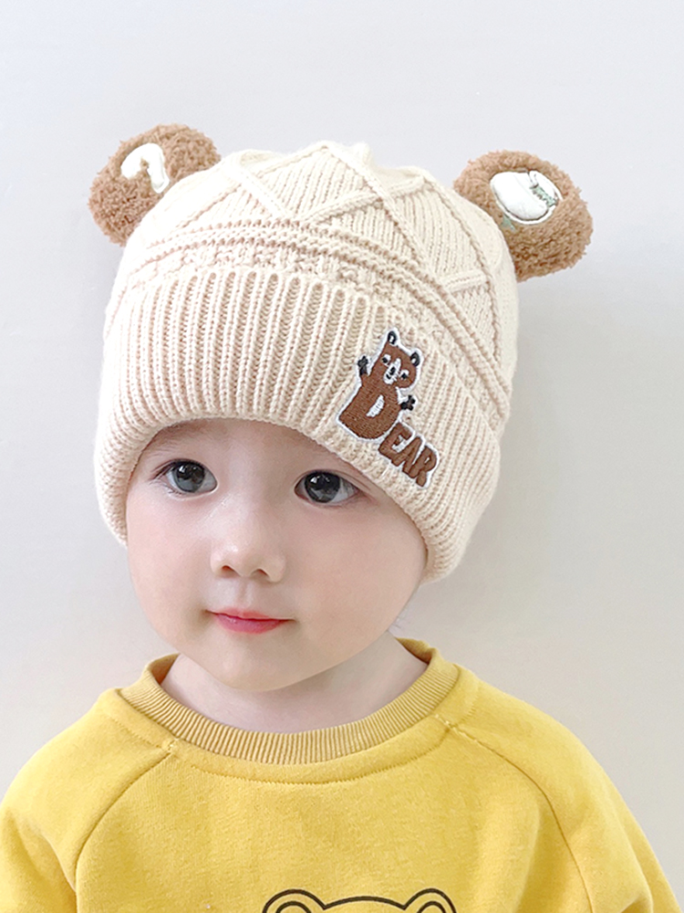 Baby Hat Winter Baby Knitted Woolen Cap Children Cute Infant Autumn and Winter Warm Boy Earmuffs Hat