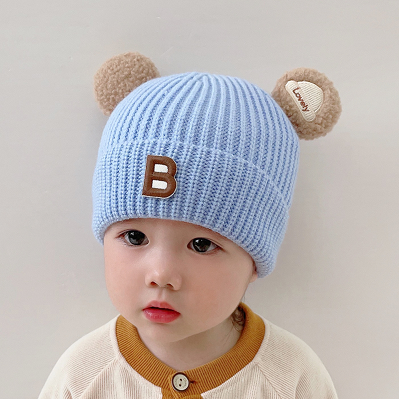 2023 Baby Cap Autumn and Winter Warm Ear Protection Knitted Hat Children Winter Boys and Girls Cute Super Cute Sleeve Cap