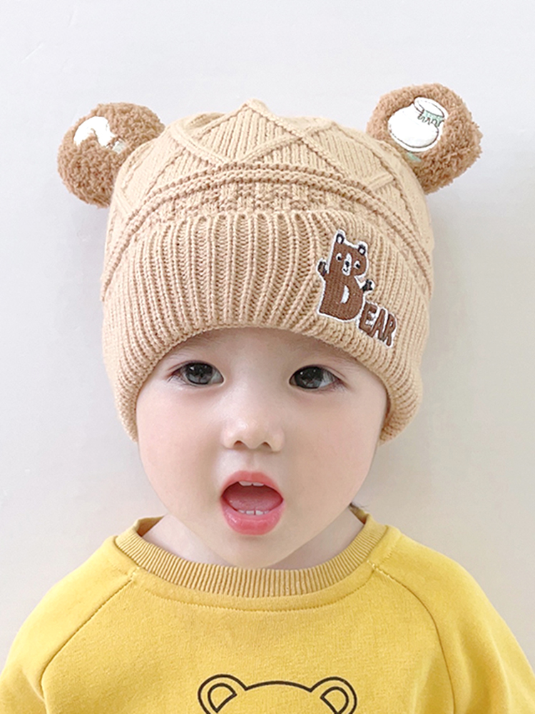 Baby Hat Winter Baby Knitted Woolen Cap Children Cute Infant Autumn and Winter Warm Boy Earmuffs Hat