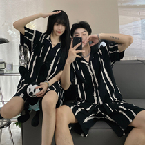 Japanese GP2022 black striped couple pajama men and women summer shorts advanced moving home clothing suit