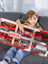 Large fire truck toy set childrens inertial crane lift and drop water truck engineering car model