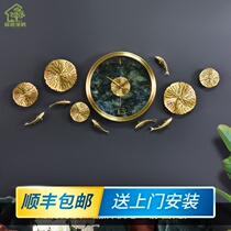 Pure copper wall clock Light luxury living room household fashion wall clock second generation new Chinese personality creative mute all copper clock