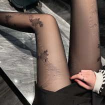 Japanese black rose vine sexy stockings lace pantyhose beating socks female ultra thin and thin leg socks