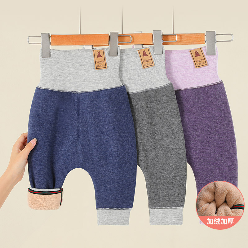 Baby warm pants integrated suede cotton pants baby plus suede thickened pants high waist and belly protection pants winter clothing Orgrain suede pp pants-Taobao