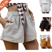S-3XL lare summer cotton and linen ladies shorts