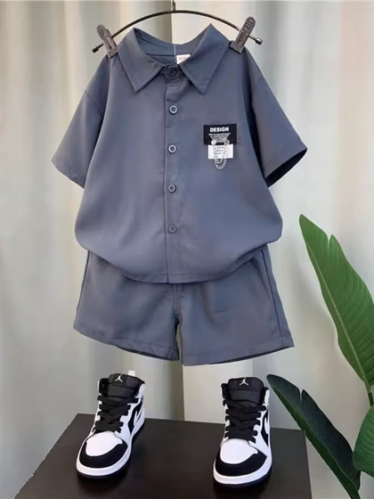소년 여름 정장 2025 New Style Bao Parent-Child Jiabao 여름 세련된 옷 트렌디 한 어린 소년 어린이 시원한 단락 소년 여름 정장 2025 New Style Bao Parent-Child Jiabao 여름 세련된 옷 트렌디 한 어린 소년 어린이 시원한 단락