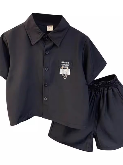 소년 여름 정장 2025 New Style Bao Parent-Child Jiabao 여름 세련된 옷 트렌디 한 어린 소년 어린이 시원한 단락 소년 여름 정장 2025 New Style Bao Parent-Child Jiabao 여름 세련된 옷 트렌디 한 어린 소년 어린이 시원한 단락