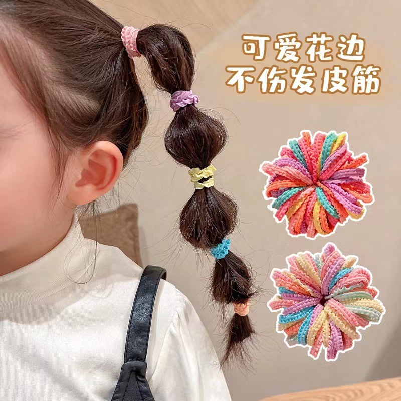 Han Prints brief hair rope Girl high elastic leather gluten small bird bagged base No seam hair ring Head Rope Headwear-Taobao