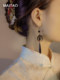 새로운 중국 스타일 Nichempa Cheongam Hanfu Crescent Tassel Earrings Light Luxury High-End Earrings Chinese Style Horse Face Earing Accessories 새로운 중국 스타일 Nichempa Cheongam Hanfu Crescent Tassel Earrings Light Luxury High-End Earrings Chinese Style Horse Face Earing Accessories