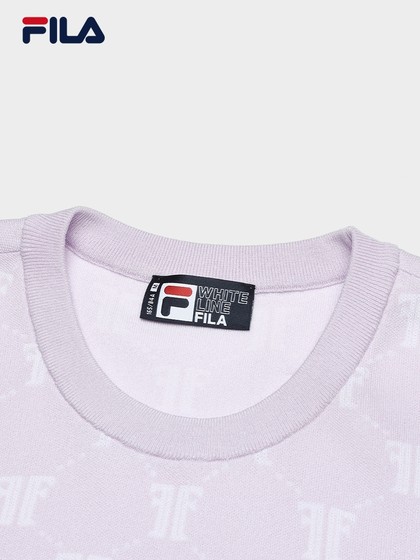 Fila 공식 여성 스웨터 2024 겨울 뉴 패션 캐주얼 기본 Jacquard Short-Sleeved Top Fila 공식 여성 스웨터 2024 겨울 뉴 패션 캐주얼 기본 Jacquard Short-Sleeved Top