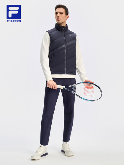 Fila 공식 남자 다운 조끼 2024 Winter New Tennis Sports 기본 따뜻한 스탠드 칼라 탑 Fila 공식 남자 다운 조끼 2024 Winter New Tennis Sports 기본 따뜻한 스탠드 칼라 탑
