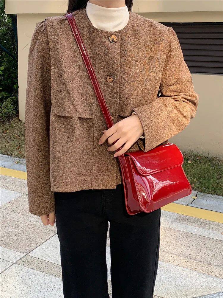 сумка fashion patent leather lady sling bag pu leather women phone OTHER