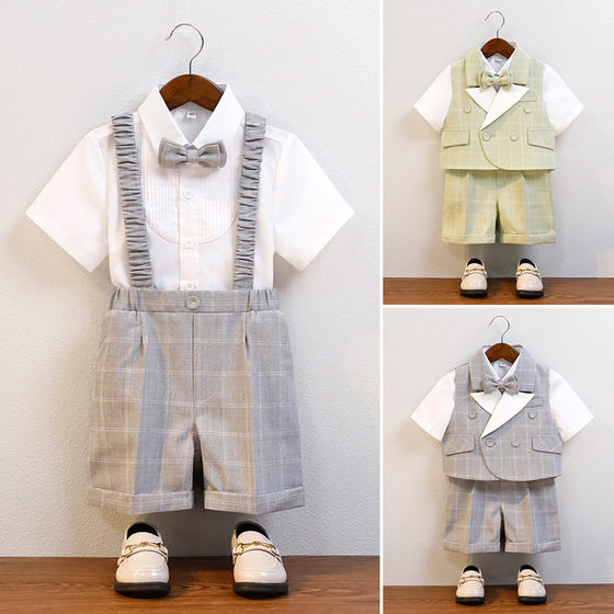 Children's dress summer British style vest short-sleeved suit boy flower girl one year old suit host piano
Children's dress summer British style vest short-sleeved suit boy flower girl one year old suit host piano