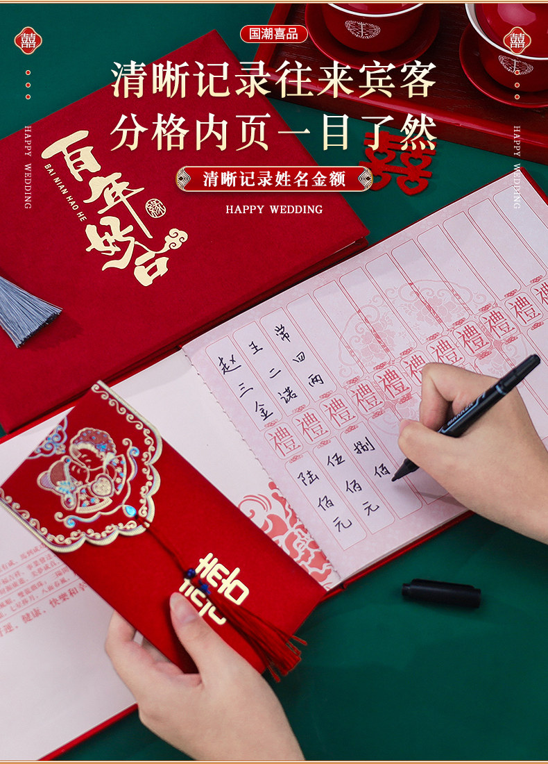 乔迁之喜礼金薄上梁暖居嘉宾签到本人情记账本家用礼单礼薄登记本