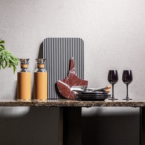 Darchin modern light luxury red fan-shaped marble cutting board orange glass storage jar black red wine glass