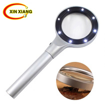 High-end zinc alloy all-metal optical glass lens two-speed LED light lighting reading book magnifying glass distribution bag