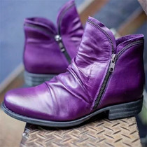 Women Boots New Leather Ankle Boots Flat Shoes Autumn Winter