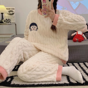 德绒翻领开衫长袖宽松甜美家居服法兰绒睡衣ak