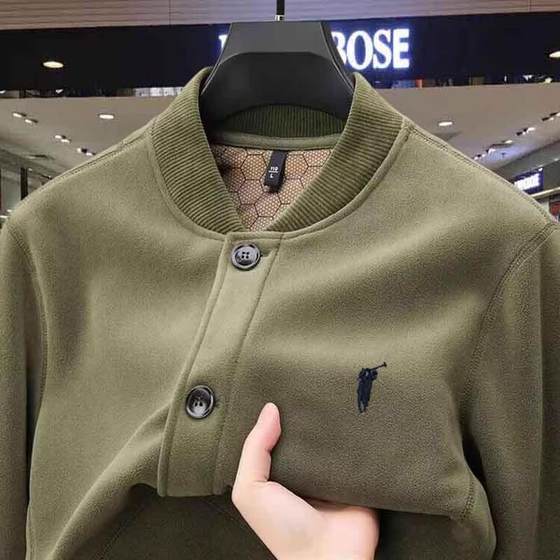 European station @Milan counter ~ High-end fleece jacket for men middle-aged casual baseball collar daddy's suit warm jacket
European station @Milan counter ~ High-end fleece jacket for men middle-aged casual baseball collar daddy's suit warm jacket