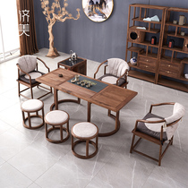 New Chinese tea table and chairs Combined meditation solid wood kungfu small tea table minimalist home living room office tea room furniture
